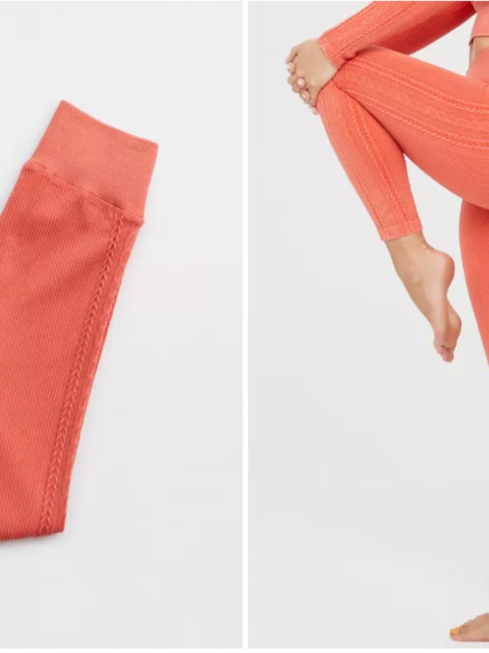 Aerie Ribbed Seamless Leggings in Coral Size L